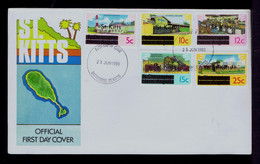 ST.KITTS Overprint/surcarge Radio & TV Station Crafthouse Technical College Sugar Cane - Being Harvested 1980 Fdc Gc5211 - Agriculture
