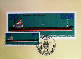 ► NAVIRE  COMMERCE -  Cargo Ship Tanker  MS WEIMAR OBC FRACHTSCHIFF- DDR Allemagne Timbre Panoramique1982 Maximumkarten - Pétroliers