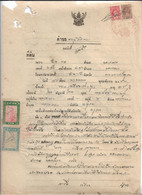 ThaÏlande Ancien Timbre(s) Fiscal Sur Document. - Thaïlande