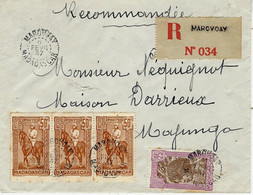 1937 - Env. Recc. De MAROVOAY Affr. 1,75 - Pour Majunga - Courrier Interne - Briefe U. Dokumente