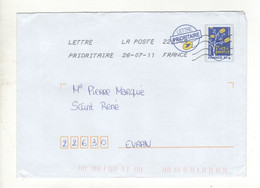 Enveloppe Prêt à Poster FRANCE 20g Oblitération LA POSTE 22014A 26/07/2011 - PAP: Aufdrucke/Blaues Logo