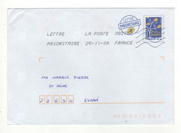 Enveloppe Prêt à Poster FRANCE 20g Oblitération LA POSTE 38276A 25/11/2009 - PAP: Aufdrucke/Blaues Logo