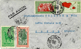 1938- Enveloppe  PAR AVION Affr.  3,65 F  Oblit. Ambulant TAMATAVE  TANANARIVE N° 3 - Briefe U. Dokumente