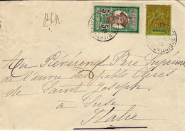1912- Enveloppe De BASSE-TERRE  Affr. Groupe N°37 + N°64  Pour L'Italie - Lettres & Documents