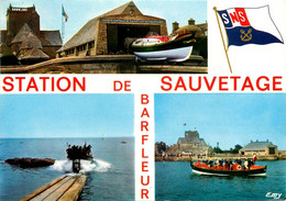 Barfleur * Multivues * Station De Sauvetage * Canot * Voir Cachet Au Dos " Société Nationale De Sauvetage En Mer " - Barfleur