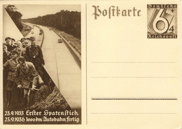 ALLEMAGNE DEUTSCHES III REICH Entier Postal P263 ** Ganzsache Stationary Hitler Spatenstich 1936 1000 Km Autobahn 1939 - Tarjetas