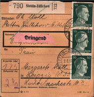 ! 1943 Stettin Züllchow Nach Leipzig, Paketkarte, Deutsches Reich, 3. Reich - Covers & Documents