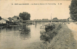 Bry Sur Marne * Les Bords De Marne Et Le Pont De Bry * Péniche Batellerie Chaland Halage - Bry Sur Marne