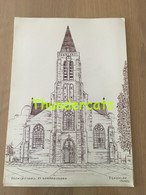 ORIGINELE GROTE TEKENING DOOR PAUL GHYSELEN GHIJSELEN 1992 EGEM PITTEM ST GERMANUSKERK - Dessins