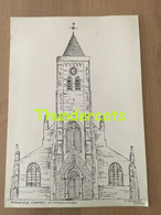 ORIGINELE GROTE TEKENING DOOR PAUL GHYSELEN GHIJSELEN 1992 MOERKERKE DAMME ST DIONYSIUSKERK - Dessins