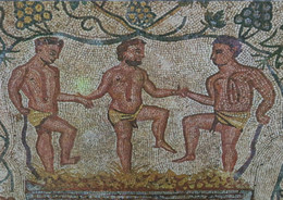 ESPAGNE Homme Nu Foulage Du Raisin SPAIN Naked Man Wine Making ESPAÑA Mosaico Pisa De La Uva Casa Del Anfiteatro Merida - Antike
