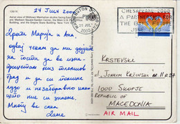U.S.New York Postcard 2000 Via Macedonia.machine Stamp Slogan ..CHESAPEAKE 2000 A PARTNERSHIP FOR THE BAY'S FUTURE" - Storia Postale