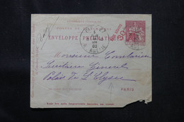 FRANCE - Enveloppe Pneumatique Surchargé Taxe Réduite De Paris En 1902 Pour Le Palais De L 'Elysée - L 75691 - Pneumatiques