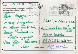 U.S.New York Bridge Postcard 1999 Via Macedonia.machine Stamp Motive - Space - Brieven En Documenten