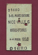 051120 - TICKET TRANSPORT - 1941 2e CL PLACE ENTIERE - NICE VILLE 6 MARSEILLE ST CHARLES Prix 102 01680 - Europa