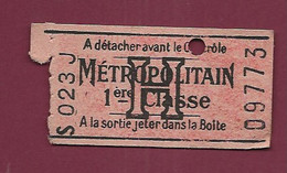 051120 - TICKET TRANSPORT METROPOLITAIN H 09773 S023J 1ère Classe - Europa