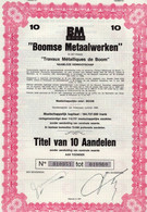 Titel Van 10 Aandelen Zonder Aanduiding Van Nominale Waarde - BM BOON - Boomse Metaalwerken - Travaux Métallique De Boom - Industry