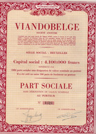 Part Sociale De Valeur Nominale Au Porteur - Viandobelge - S.A. - Fabrications De Produits De Viandes - Bruxelles 1949. - Industrial