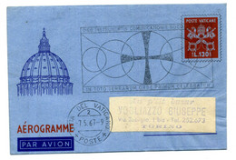 1966 (1967) VATICANO AEROGRAMMA  130 Lire Viaggiato In Italia - Enteros Postales