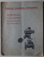 Notice Régulateur Automatique D'alimentation (des Chaudières), Genevet & Cie à Paris - Maschinen