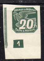 1120 490 - Bohemia & Moravia 1939 , 20 H. Con Numero (1) Di Tavola  ***  MNH - Ungebraucht