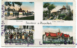 - Cambodge - Souvenir De Phom Penh, 4 Vues, Petit Format, Glacée, écrite Par Un Militaire, BE, Scans - Cambodia