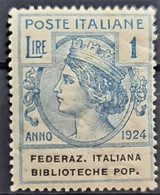 ITALY / ITALIA 1924 - MNH - Parastatali Federaz. Italiana Biblioteche Pop. - 1L - #37 - Neufs