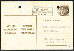 Changement D'adresse N° 5 I FN (texte Français/Néerlandais) - Circulé - Circulated - Gelaufen - 1938. - Avviso Cambiamento Indirizzo