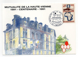 CPM    87    LIMOGES  -   MUTUALITE HAUTE VIENNE     -   1891 CENTENAIRE 1991    AVEC TIMBRE COOPERATION - Bourses & Salons De Collections