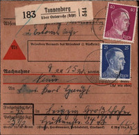 ! 1942 Tannenberg über Osterode, Ostpreußen Nach Leipzig, Nachnahme Paketkarte, Deutsches Reich, 3. Reich - Brieven En Documenten