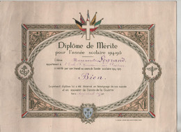 Diplôme De Mérite 1914 1915 Legrand Ecole Sainte Geneviève Argenteuil Drapeaux - Diploma's En Schoolrapporten