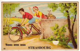 67 : Strasboug  : Carte à Systèmes : 10 Vues : Venez Avec Nous - Cartoline Con Meccanismi