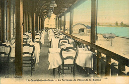 Caudebec En Caux * Hôtel De La Marine * La Terrasse * Cpa Toilée Colorisée - Caudebec-en-Caux