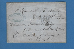 BOUCHES DU RHONE MARSEILLE POUR GARDE MOBILE A LYON ILE BARBE EN FRANCHISE GUERRE 1870 - Oorlog 1870