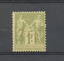 France Classique SAGE N°82 1F Vert-olive TII N/U Neuf *. Signé TB. N2383 - 1876-1898 Sage (Tipo II)