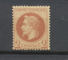 France Classique N°26B 2c Rouge-brun Clair Type II, Neuf * Signé Calves TB H2566 - 1863-1870 Napoléon III Con Laureles