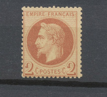 France Classique N°26B 2c Rouge-brun Clair Type II, Neuf * Signé Calves TB H2567 - 1863-1870 Napoléon III Lauré