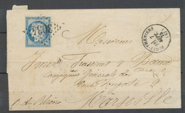 1875 Lettre N°60 GC3034 CAD Type 16 PUGET-THENIERS (87) TTB H2587 - 1849-1876: Période Classique