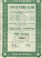 Part Sociale Au Porteur - Usines Et Acièries Allard S.A. - Montage Métallique - Mont-sur-Marchienne - Charleroi 1952. - Industrie