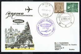 AEROPHILATELIE - BOMBAY-VIENNE Par Sabena - 2/11/67 - N° 695 E Au Cat. Belge De L'Aérophilatélie - Cartas & Documentos