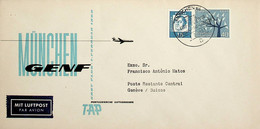 1963 Germany 1st TAP Flight Munich - Geneva - Lisbon (Link Between Munich And Geneva) - Sonstige & Ohne Zuordnung