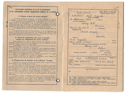LAURENT NOEL AUGUSTE NE AVRIL 1921 ETANG SALE REUNION CLASSE 1941 EXEMPTE - LIVRET INDIVIDUEL MILITAIRE - 1939-45