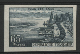 N° 1131 ESSAI NON DENTELE Evian Les Bains 65Fr Bleu-noir. Neuf * (MH). TB. - Pruebas De Colores 1945-…