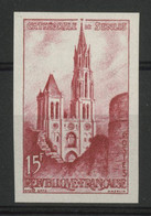 N° 1165 ESSAI NON DENTELE Cathédrale De Senlis 15Fr Rose Carminé. Neuf * (MH). TB. - Pruebas De Colores 1945-…