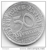 Weimar Rep 50   Pfennig 1921 A Km 27   Xf+!!!! Catalog Val. 5,00$ - 50 Rentenpfennig & 50 Reichspfennig