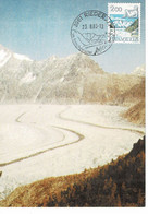 CARTE MAXIMUM MONTAGNE BERG MOUNTAIN GLACIER D'ALETSCH ALETSCHGLETSCHER SUISSE 1983 - Cartes-Maximum (CM)