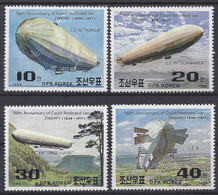 COREE Du NORD - YVERT N° 1986/89 - ANNIVERSAIRE VON ZEPPELIN - NEUFS SANS CHARNIERE - Korea (Nord-)