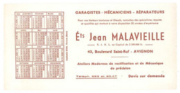 Buvard Automobile , Garagistes, Mécaniciens, Réparateurs, Ets Jean Malavieille , Avignon , Calendrier 1954 - Automotive