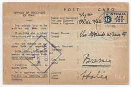 WW2 AUSTRALIA 1945 Airmail Service Italian POW Prisoners Of War Post Card W. Air Mail Fee - MYRTLEFORD Camp In VICTORIA - Interi Postali