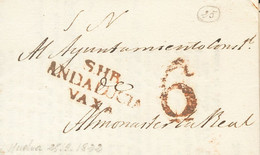 Sobre . 1822. HUELVA A ALMONASTER LA REAL. Marca S.H.B. / ANDALUCIA / VAXA, De Huelva (P.E.1) Edición 2004. MAGNIFICA. - Autres & Non Classés